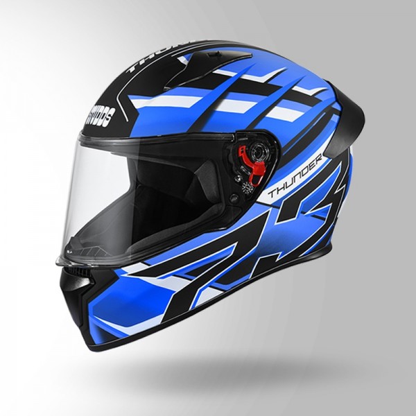 STUDDS THUNDER D6 DECOR MATT BLACK / BLUE & BLUE WITH SPOILER HELMET