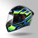 STUDDS THUNDER D6 DECOR BLACK / GREEN & BLUE WITH SPOILER HELMET