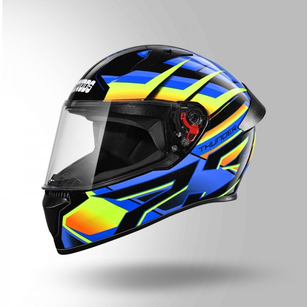 STUDDS THUNDER D6 DECOR BLACK / ORANGE & BLUE WITH SPOILER HELMET