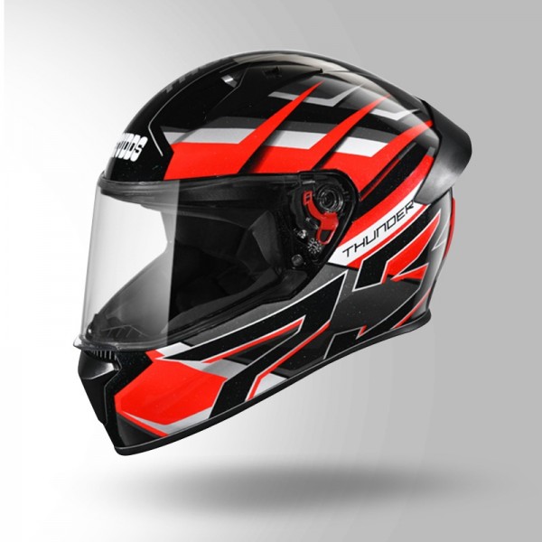 STUDDS THUNDER D6 DECOR BLACK / RED & GREY WITH SPOILER HELMET