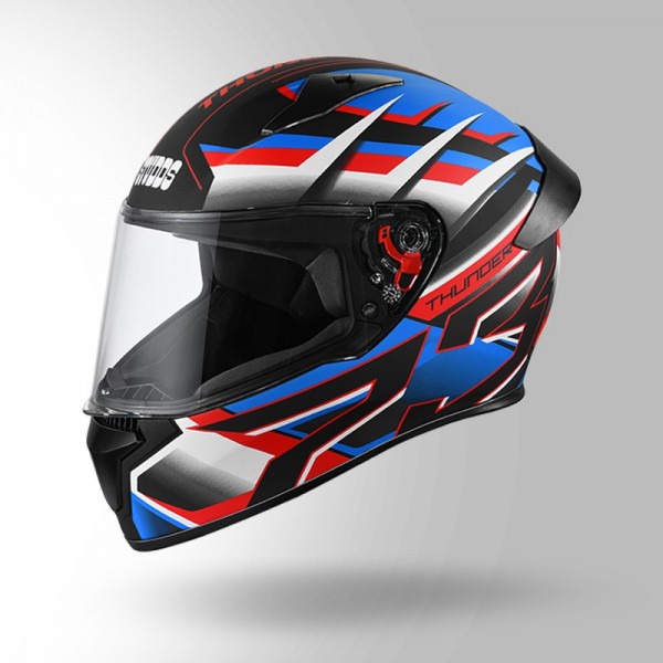 STUDDS THUNDER D6 DECOR MATT BLACK / WHITE & BLUE WITH SPOILER HELMET