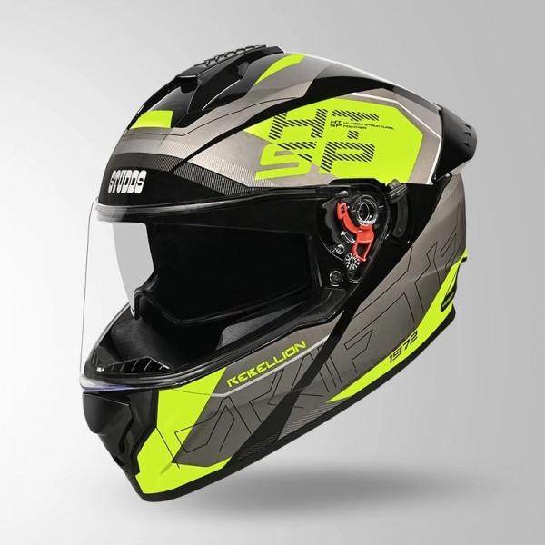 STUDDS DRIFTER D6 REBELLION DECOR BLACK / FLUORESCENT YELLOW & YELLOW HELMET
