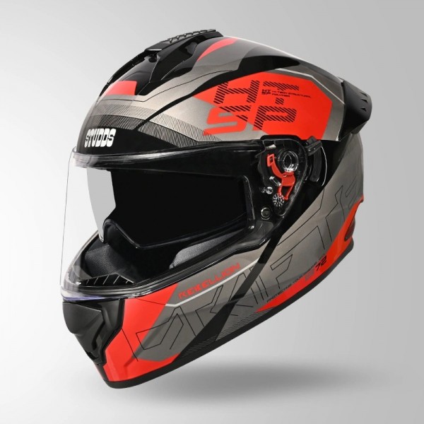 STUDDS DRIFTER D6 REBELLION DECOR BLACK / GREY & RED HELMET