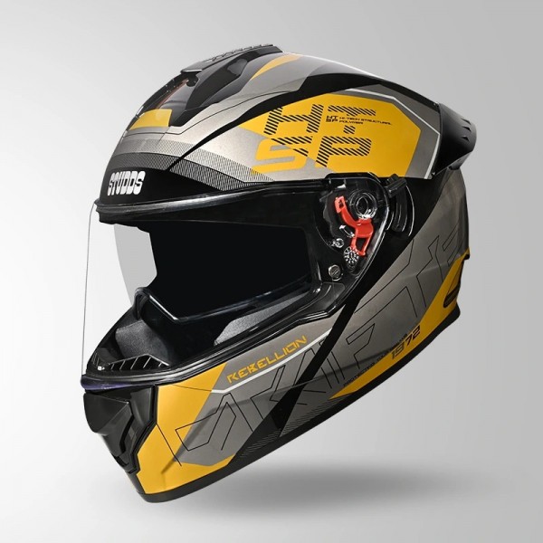 STUDDS DRIFTER D6 REBELLION DECOR BLACK & YELLOW HELMET