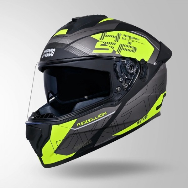 STUDDS DRIFTER D6 REBELLION DECOR MATT BLACK / FLUORESCENT YELLOW & YELLOW HELMET