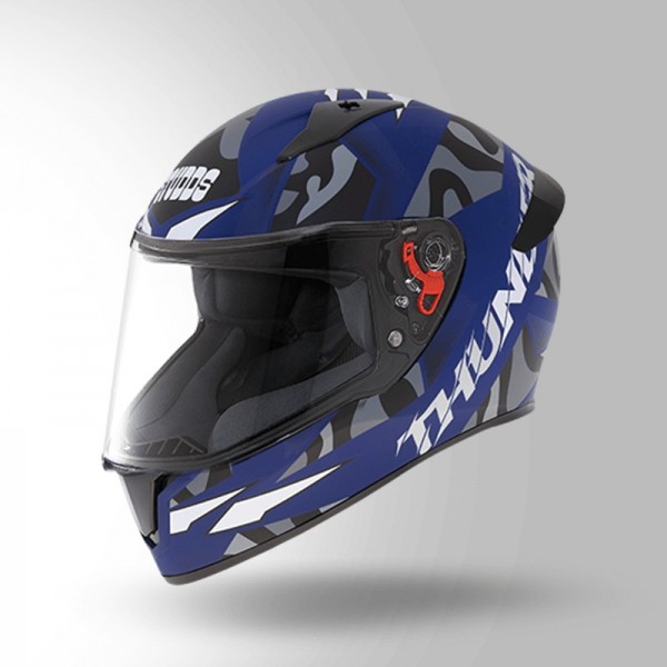 STUDDS THUNDER D7 DECOR MATT BLUE & GREY WITH SPOILER HELMET