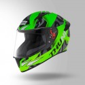 STUDDS THUNDER D7 DECOR MATT NEON GREEN & BLACK WITH SPOILER HELMET