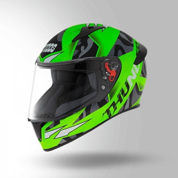 STUDDS THUNDER D7 DECOR MATT NEON GREEN & BLACK WITH SPOILER HELMET