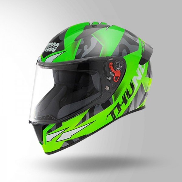 STUDDS THUNDER D7 DECOR NEON GREEN & BLACK WITH SPOILER HELMET
