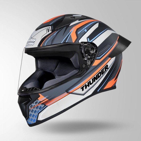 STUDDS THUNDER D8 DECOR MATT BLACK & GREY WITH SPOILER HELMET