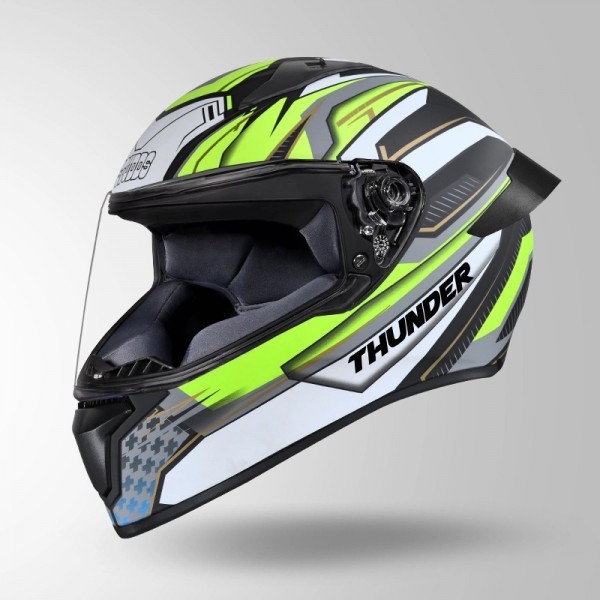 STUDDS THUNDER D8 DECOR MATT BLACK & YELLOW WITH SPOILER HELMET