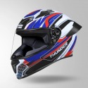 STUDDS THUNDER D8 DECOR MATT WHITE & BLUE WITH SPOILER HELMET
