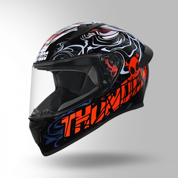 STUDDS THUNDER D9 DECOR MATT BLACK & RED WITH SPOILER HELMET
