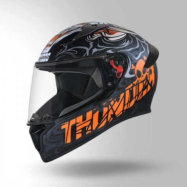 STUDDS THUNDER D9 DECOR MATT BLACK & ORANGE WITH SPOILER HELMET