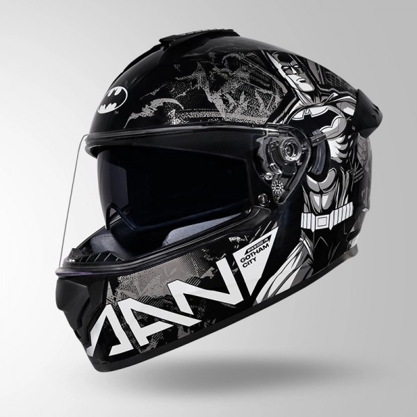 STUDDS DRIFTER BATMAN EDITION MATT BLACK/SILVER & GREY WITH METALLIC FOIL HELMET
