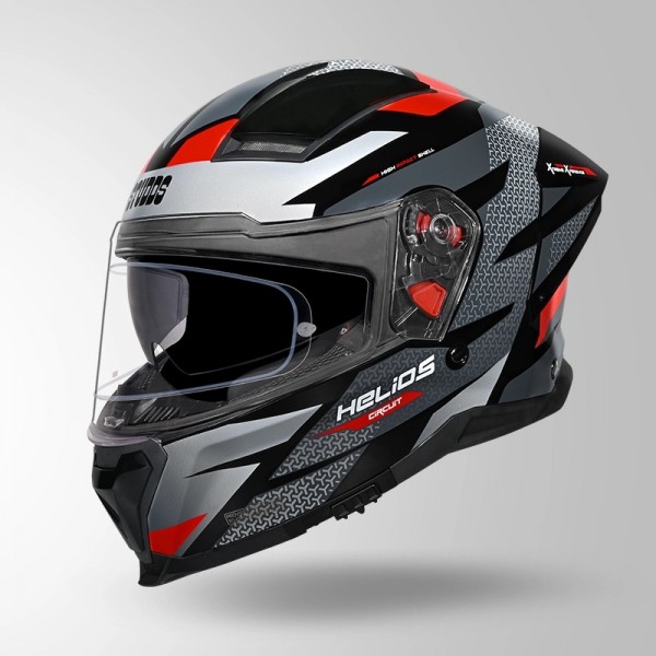 STUDDS HELIOS D2 CIRCUIT DECOR BLACK & RED HELMET