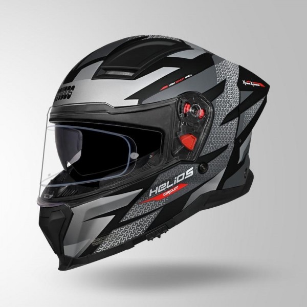 STUDDS HELIOS D2 CIRCUIT MATT DECOR BLACK & GREY HELMET