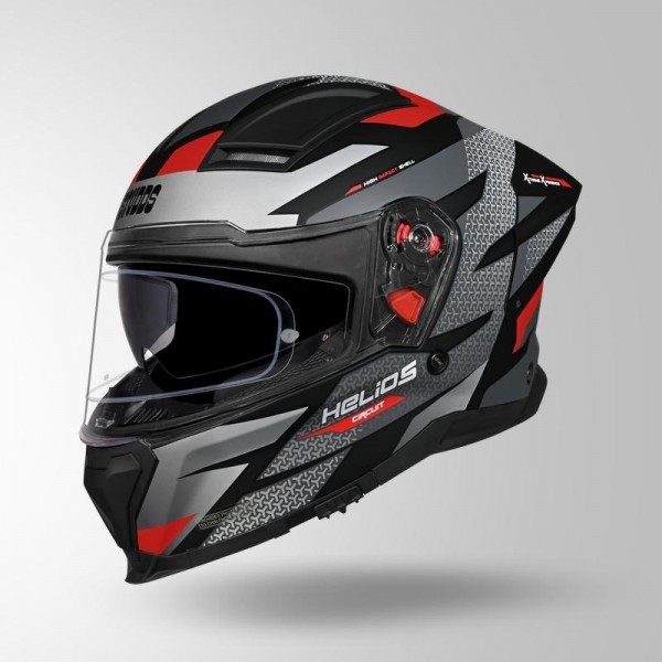 STUDDS HELIOS D2 CIRCUIT DECOR MATT BLACK & RED HELMET