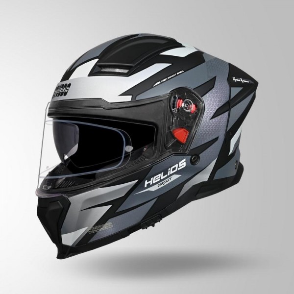 STUDDS HELIOS D2 CIRCUIT DECOR MATT BLACK CHAMELEON GREY/PINK HELMET