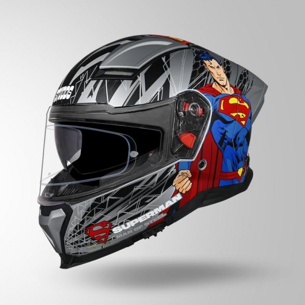 STUDDS HELIOS SUPERMAN EDITION MATT SILVER & BLUE HELMET