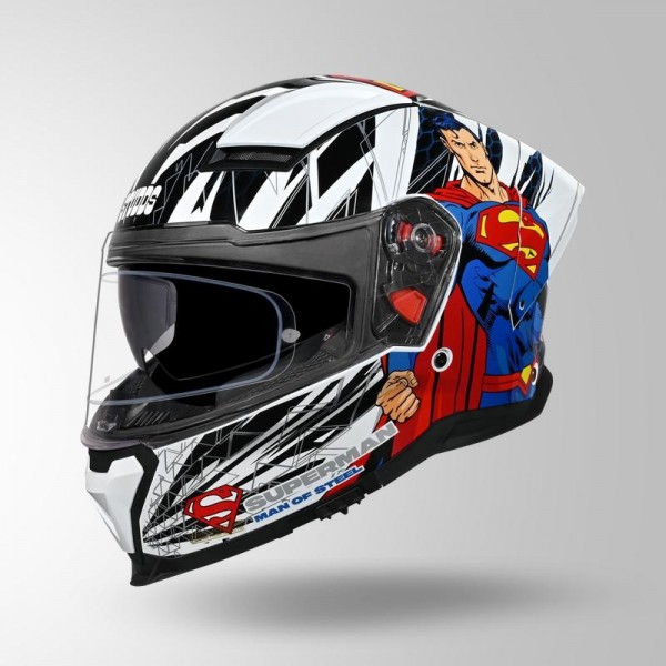 STUDDS HELIOS SUPERMAN EDITION WHITE & BLUE HELMET