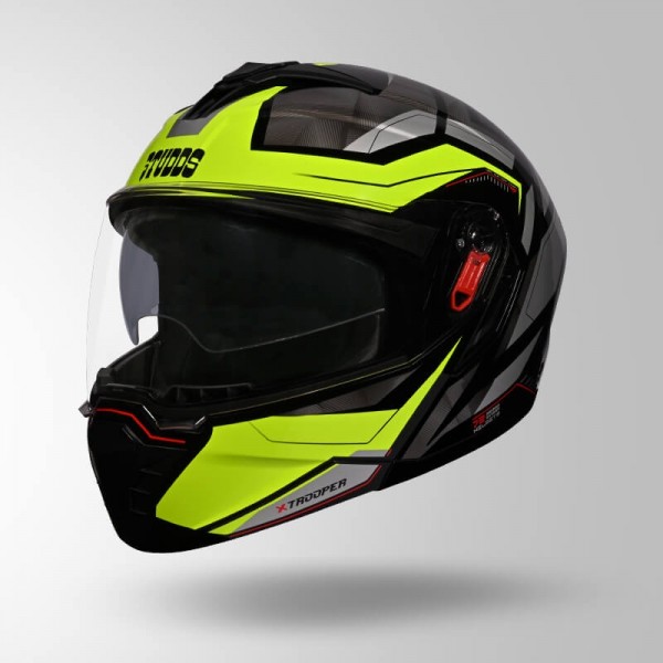 STUDDS TROOPER DV D2 HELLCAT DECOR BLACK /FLUORESCENT YELLOW & YELLOW HELMET