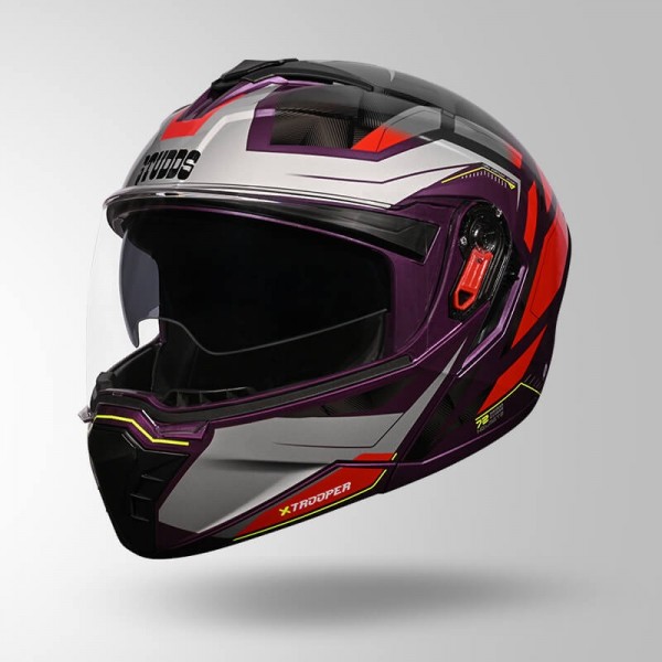 STUDDS TROOPER DV D2 HELLCAT DECOR PURPLE & RED HELMET