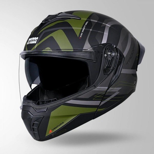 STUDDS TROOPER D3 VENTURA DECOR MATT BLACK & GREEN HELMET