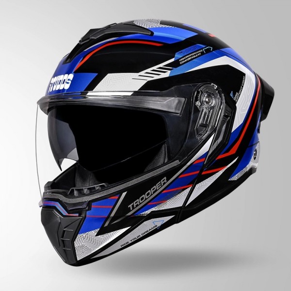 STUDDS TROOPER D4 RACE DECOR BLACK / RED & BLUE HELMET
