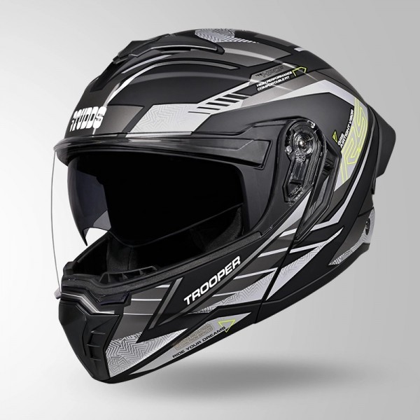 STUDDS TROOPER D4 RACE DECOR MATT BLACK / YELLOW & GREY HELMET
