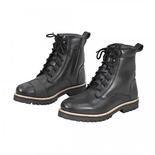 VIATERRA BRONSON RETRO MOTORCYCLE RIDING BOOTS FOR MEN BLACK