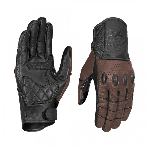 VIATERRA FUEL - RETRO CLASSIC LEATHER MOTORCYCLE GLOVES BROWN