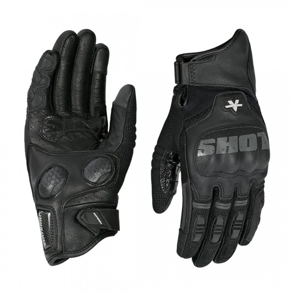 VIATERRA HOLESHOT PRO SEMI GAUNTLET HYBRID RIDING GLOVES BLACK