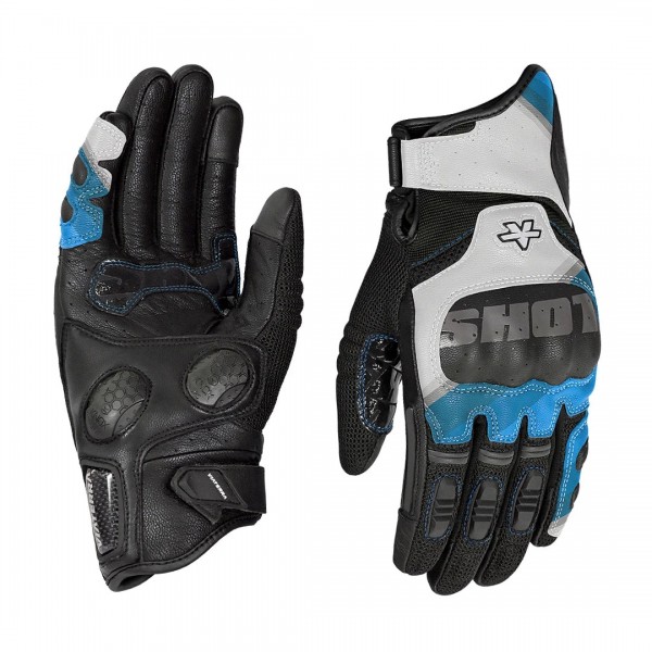 VIATERRA HOLESHOT PRO SEMI GAUNTLET HYBRID RIDING GLOVES BLUE