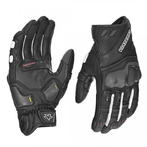 VIATERRA SHIFTER – SHORT MOTORCYCLE LEATHER RIDING GLOVES BLACK