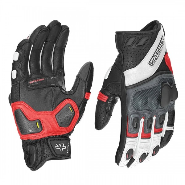 VIATERRA SHIFTER – SHORT MOTORCYCLE LEATHER RIDING GLOVES RED